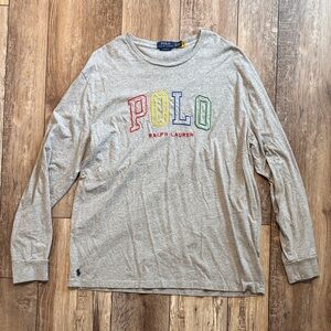Ralph Lauren Heather Gray Long Sleeve with Multicolor Logo